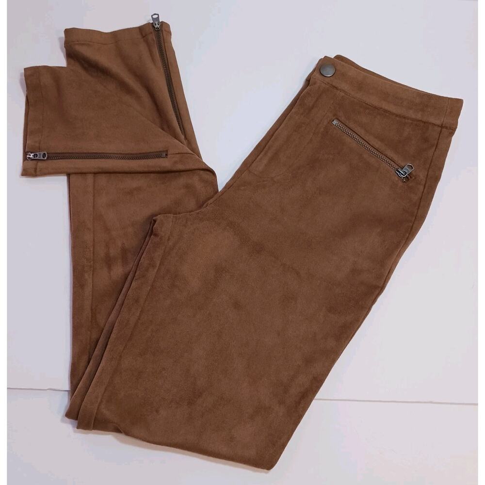 Abercrombie & Fitch A&F Skinny Pants Brown Faux Suede Ankle Zip Size 00